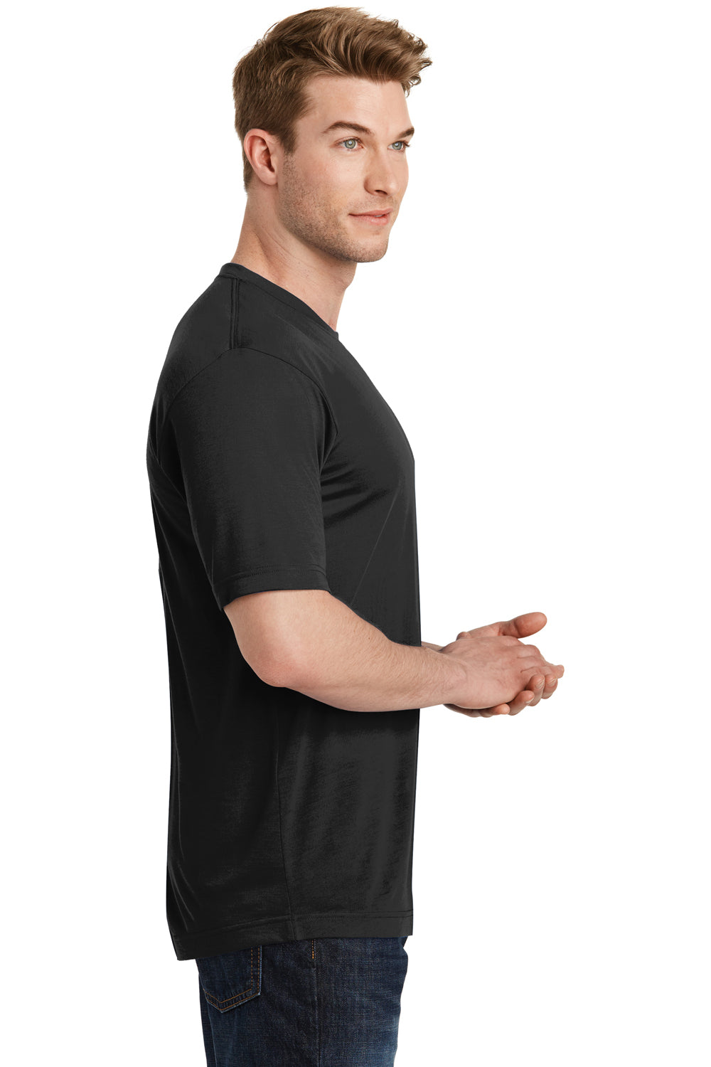 Sport-Tek ST450 Mens Competitor Moisture Wicking Short Sleeve Crewneck T-Shirt Black Side
