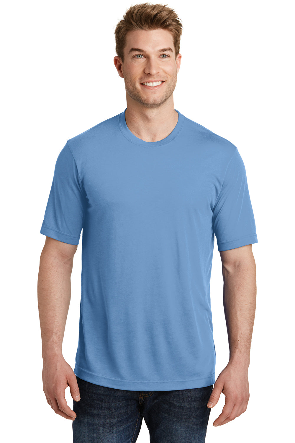Sport-Tek ST450 Mens Competitor Moisture Wicking Short Sleeve Crewneck T-Shirt Carolina Blue Front