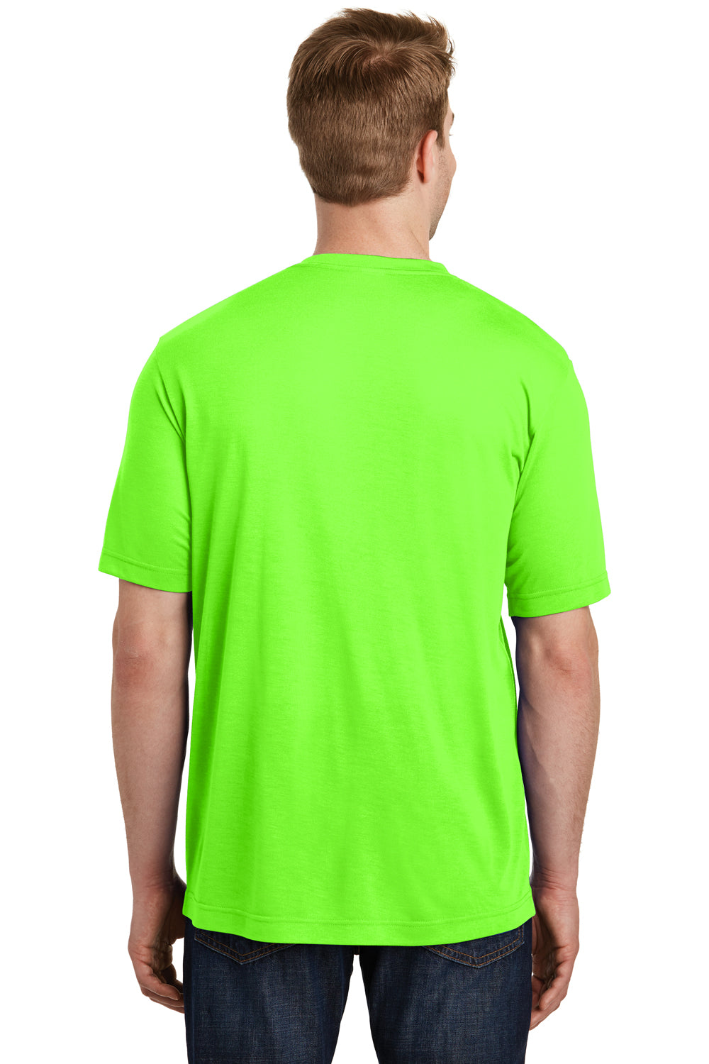 Sport-Tek ST450 Mens Competitor Moisture Wicking Short Sleeve Crewneck T-Shirt Neon Green Back