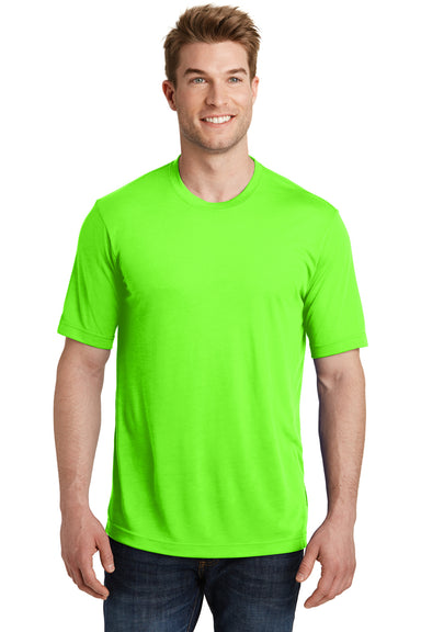 Sport-Tek ST450 Mens Competitor Moisture Wicking Short Sleeve Crewneck T-Shirt Neon Green Front