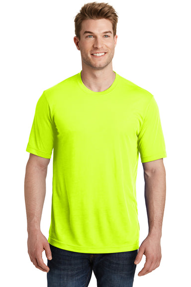 Sport-Tek ST450 Mens Competitor Moisture Wicking Short Sleeve Crewneck T-Shirt Neon Yellow Front