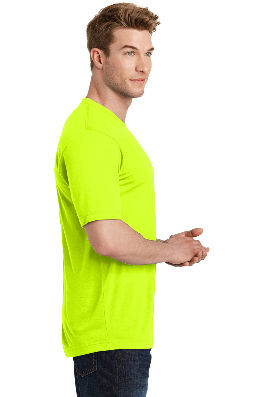 Sport-Tek ST450 Mens Competitor Moisture Wicking Short Sleeve Crewneck T-Shirt Neon Yellow Side