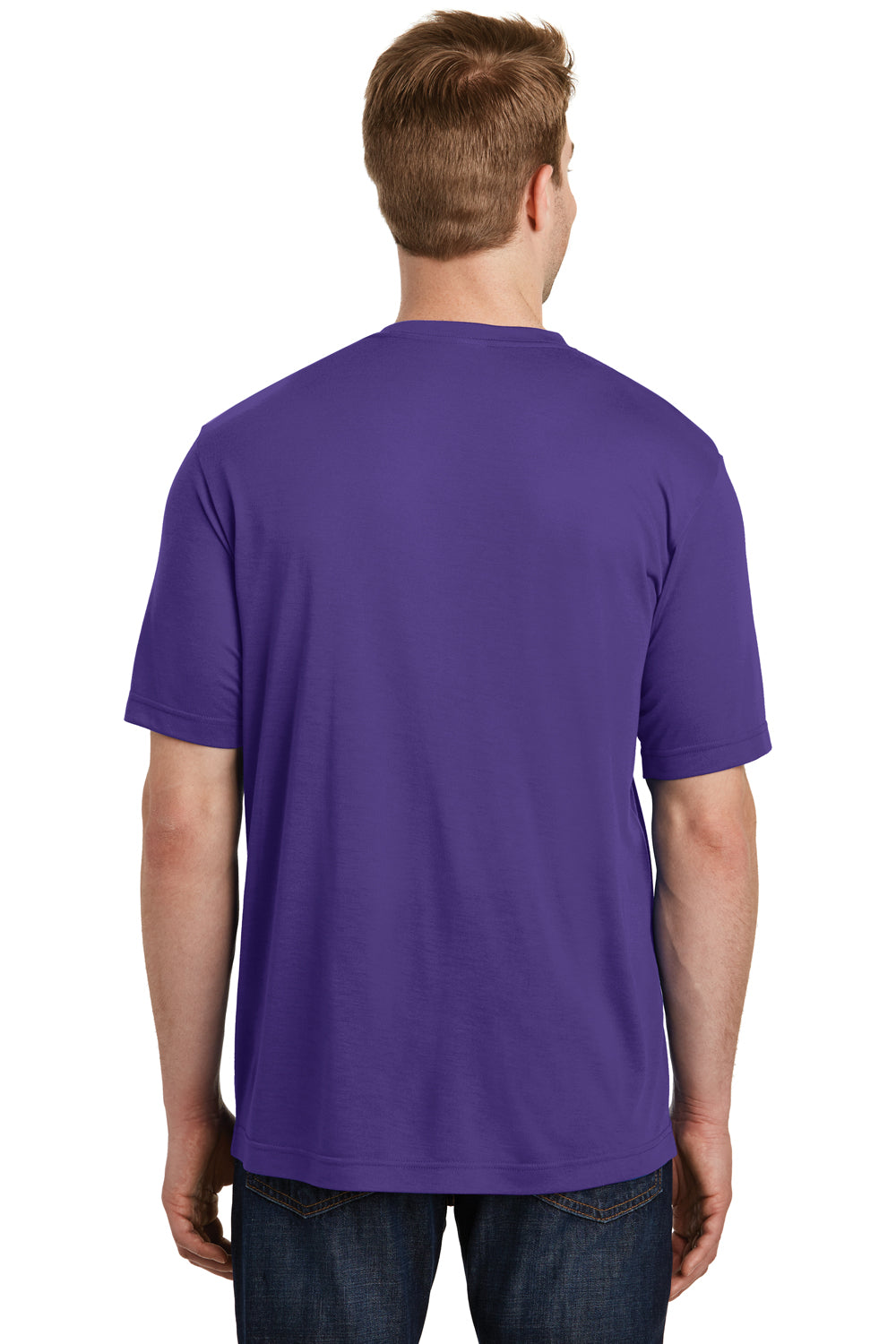 Sport-Tek ST450 Mens Competitor Moisture Wicking Short Sleeve Crewneck T-Shirt Purple Back