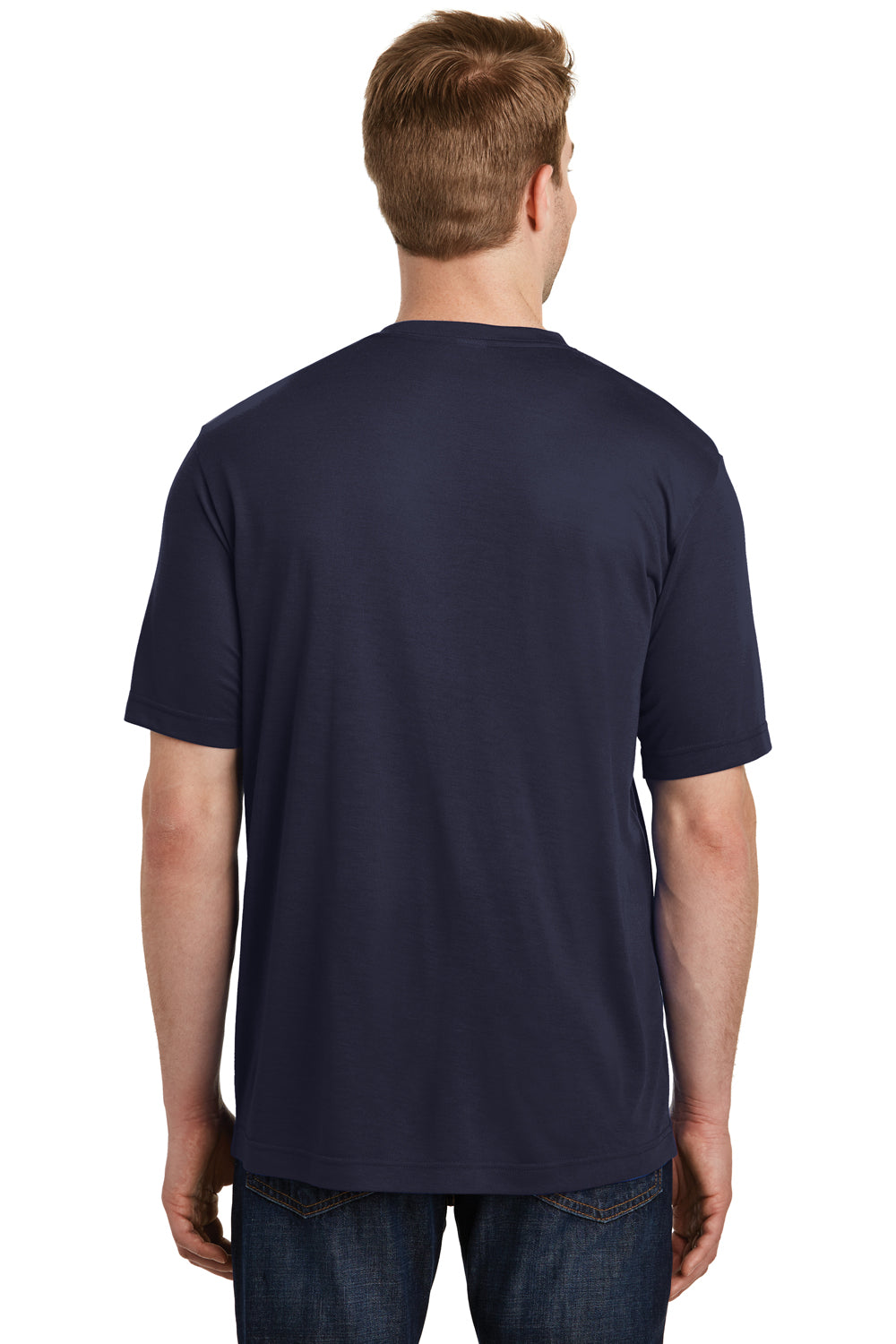 Sport-Tek ST450 Mens Competitor Moisture Wicking Short Sleeve Crewneck T-Shirt Navy Blue Back