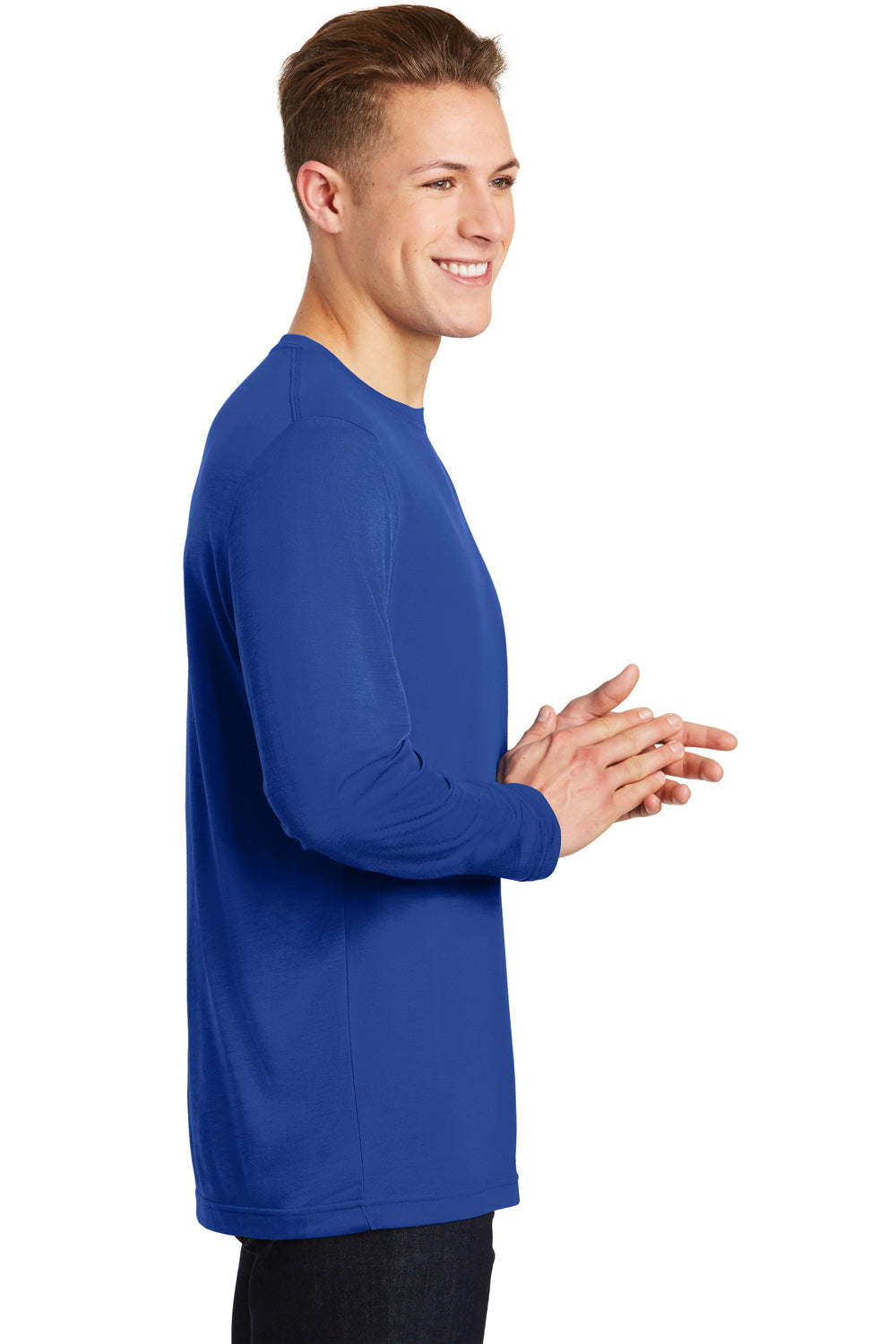 Sport-Tek ST450LS Mens Competitor Moisture Wicking Long Sleeve Crewneck T-Shirt Royal Blue Side