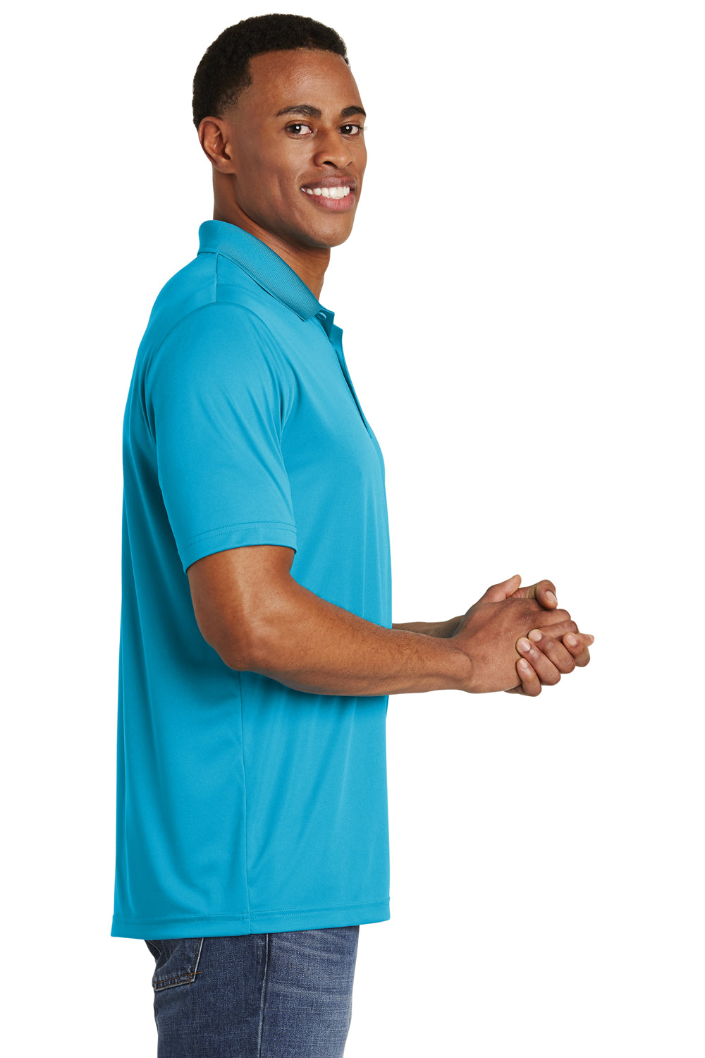 Sport-Tek ST550 Mens Competitor Moisture Wicking Short Sleeve Polo Shirt Atomic Blue Side