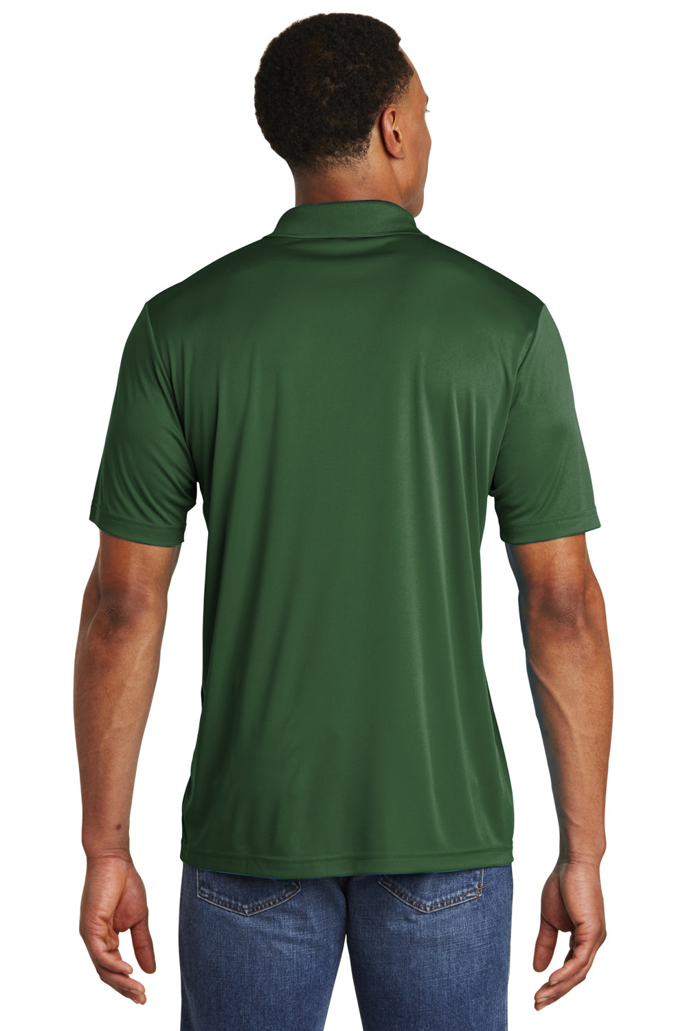 Sport-Tek ST550 Mens Competitor Moisture Wicking Short Sleeve Polo Shirt Forest Green Back
