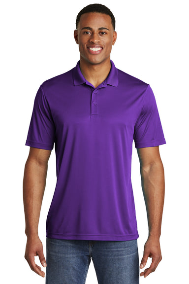 Sport-Tek ST550 Mens Competitor Moisture Wicking Short Sleeve Polo Shirt Purple Front