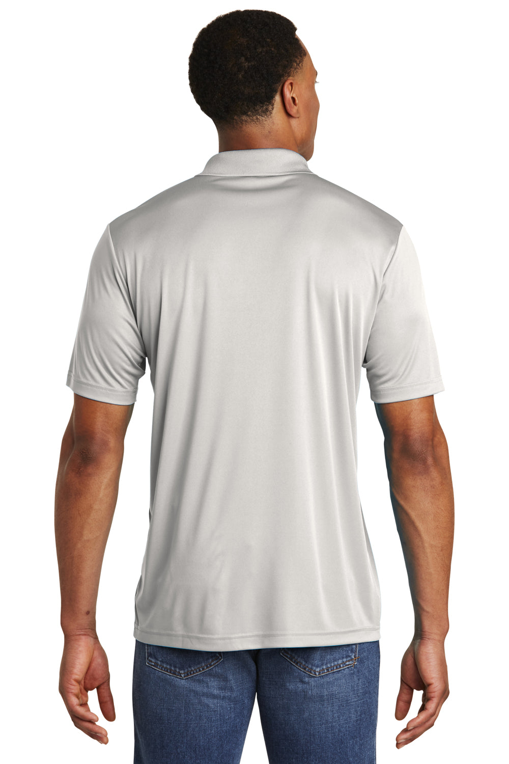 Sport-Tek ST550 Mens Competitor Moisture Wicking Short Sleeve Polo Shirt Silver Grey Back
