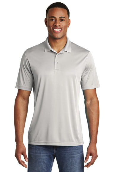 Sport-Tek ST550 Mens Competitor Moisture Wicking Short Sleeve Polo Shirt Silver Grey Front