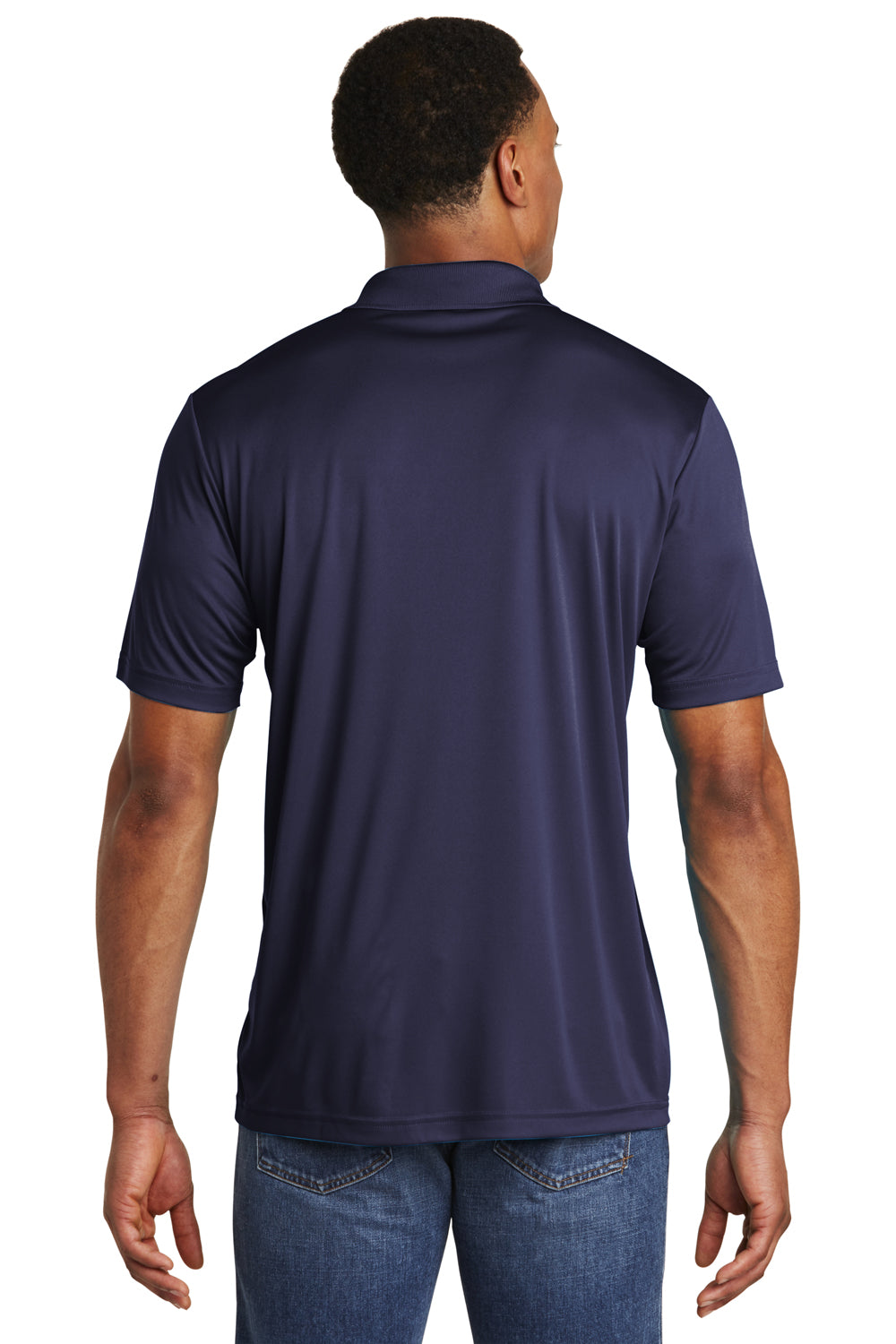 Sport-Tek ST550 Mens Competitor Moisture Wicking Short Sleeve Polo Shirt Navy Blue Back