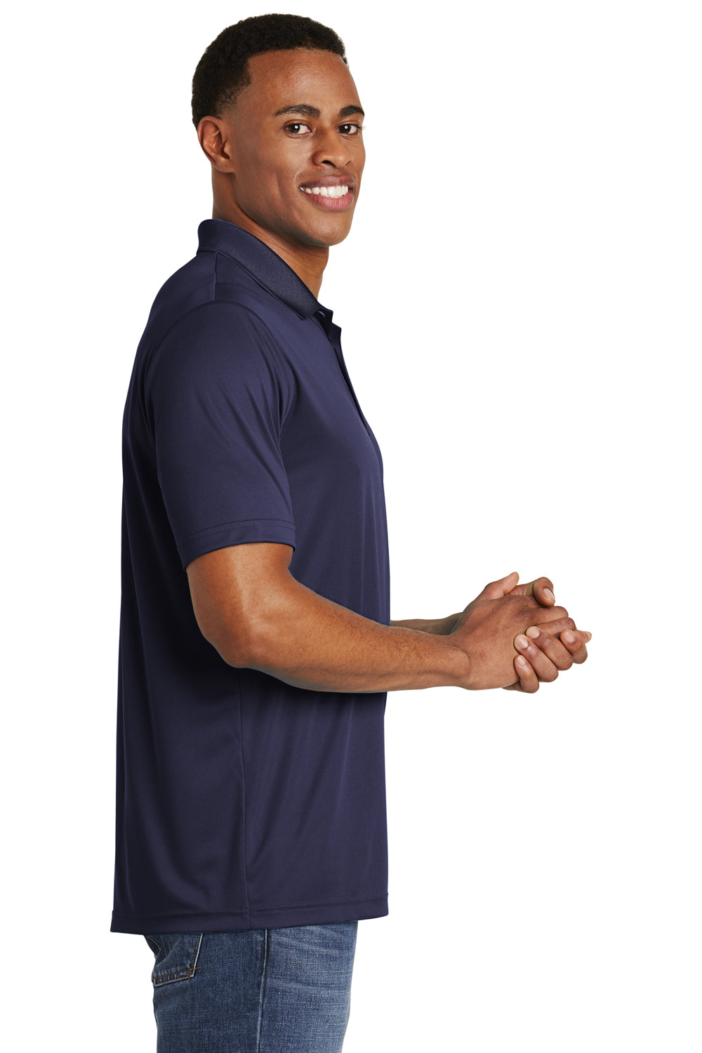 Sport-Tek ST550 Mens Competitor Moisture Wicking Short Sleeve Polo Shirt Navy Blue Side