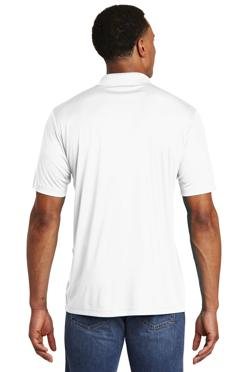 Sport-Tek ST550 Mens Competitor Moisture Wicking Short Sleeve Polo Shirt White Back