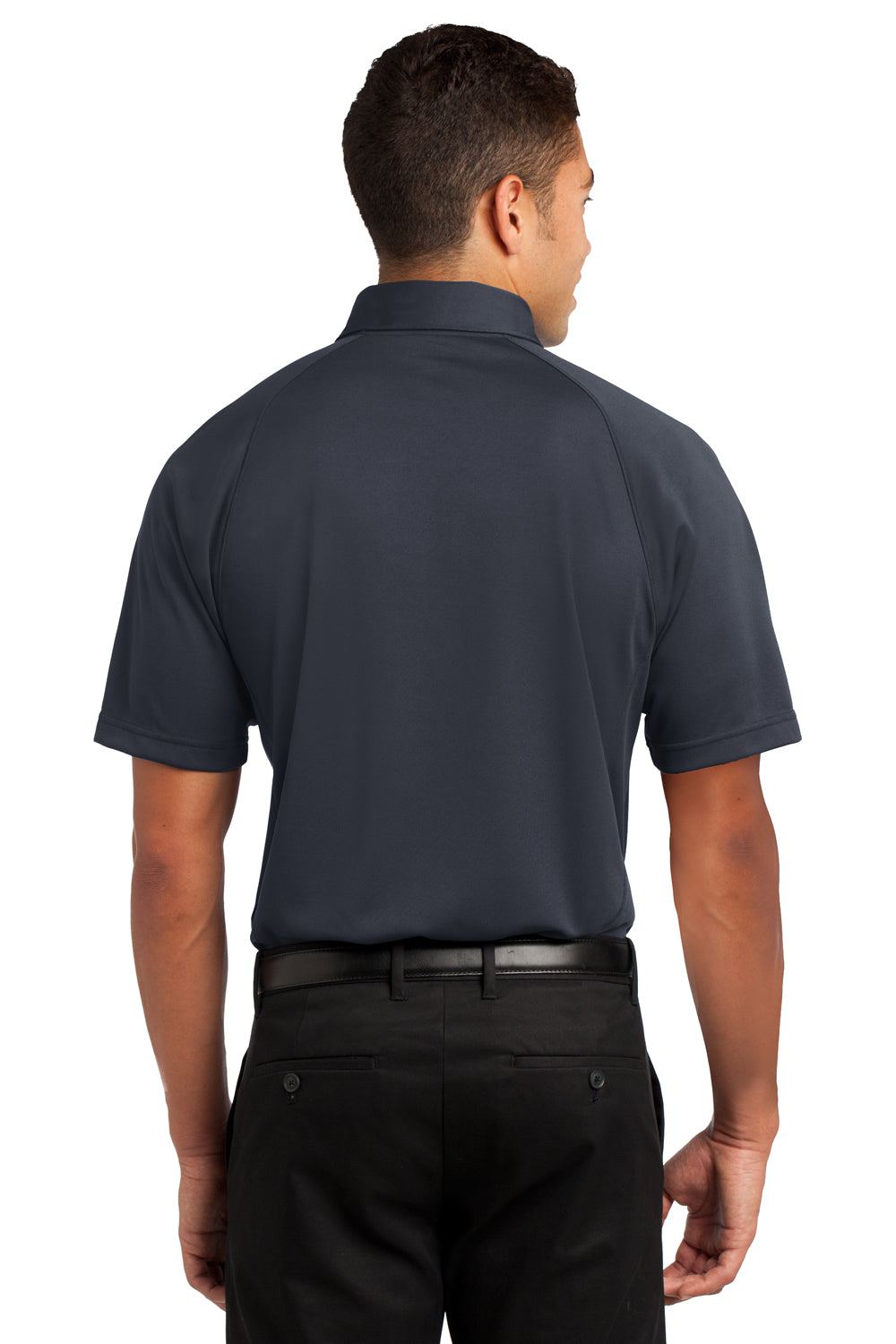 Sport-Tek ST600 Mens Dry Zone Moisture Wicking Short Sleeve Polo Shirt Navy Blue/Grey/White Back