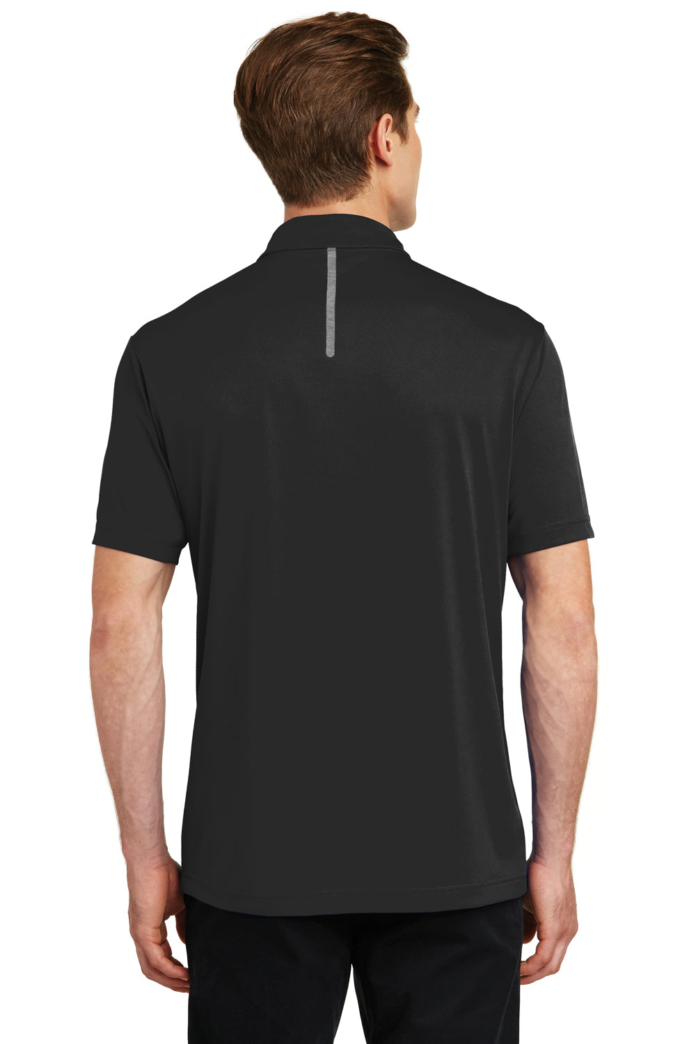 Sport-Tek ST620 Mens Tough Moisture Wicking Short Sleeve Polo Shirt Black/Heather Grey Back