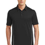 Sport-Tek Mens Tough Moisture Wicking Short Sleeve Polo Shirt - Black/Heather Grey - Closeout