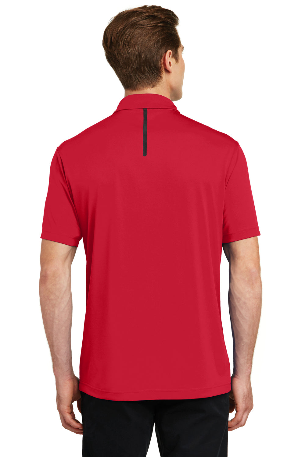 Sport-Tek ST620 Mens Tough Moisture Wicking Short Sleeve Polo Shirt Red/Black Back