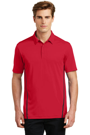 Sport-Tek ST620 Mens Tough Moisture Wicking Short Sleeve Polo Shirt Red/Black Front