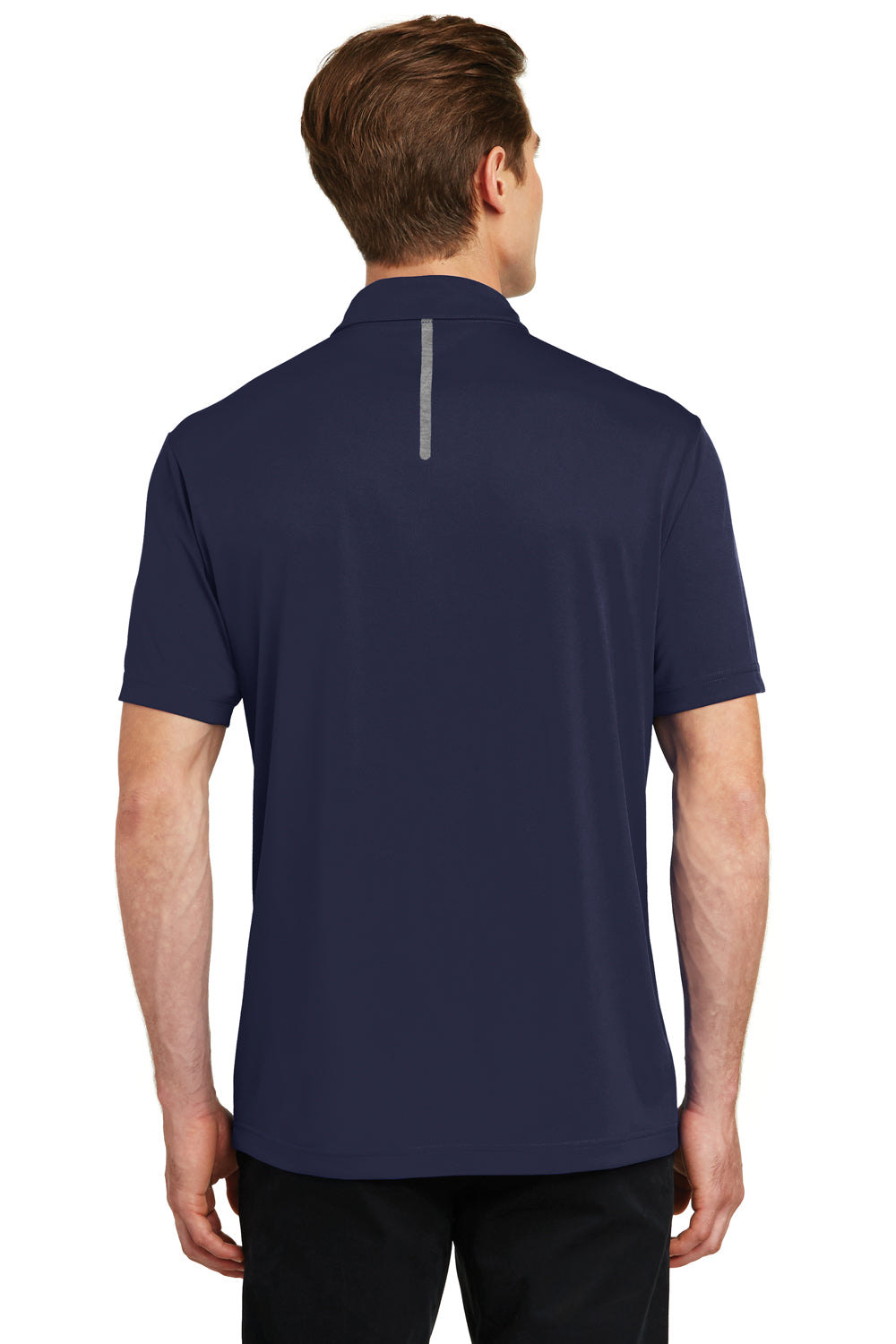 Sport-Tek ST620 Mens Tough Moisture Wicking Short Sleeve Polo Shirt Navy Blue/Heather Grey Back