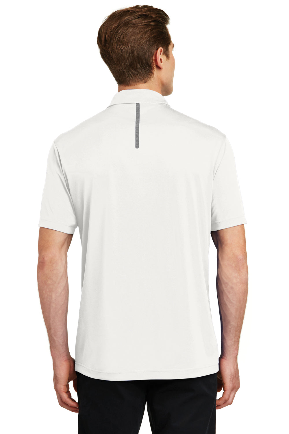 Sport-Tek ST620 Mens Tough Moisture Wicking Short Sleeve Polo Shirt White/Heather Grey Back
