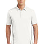 Sport-Tek Mens Tough Moisture Wicking Short Sleeve Polo Shirt - White/Heather Grey - Closeout