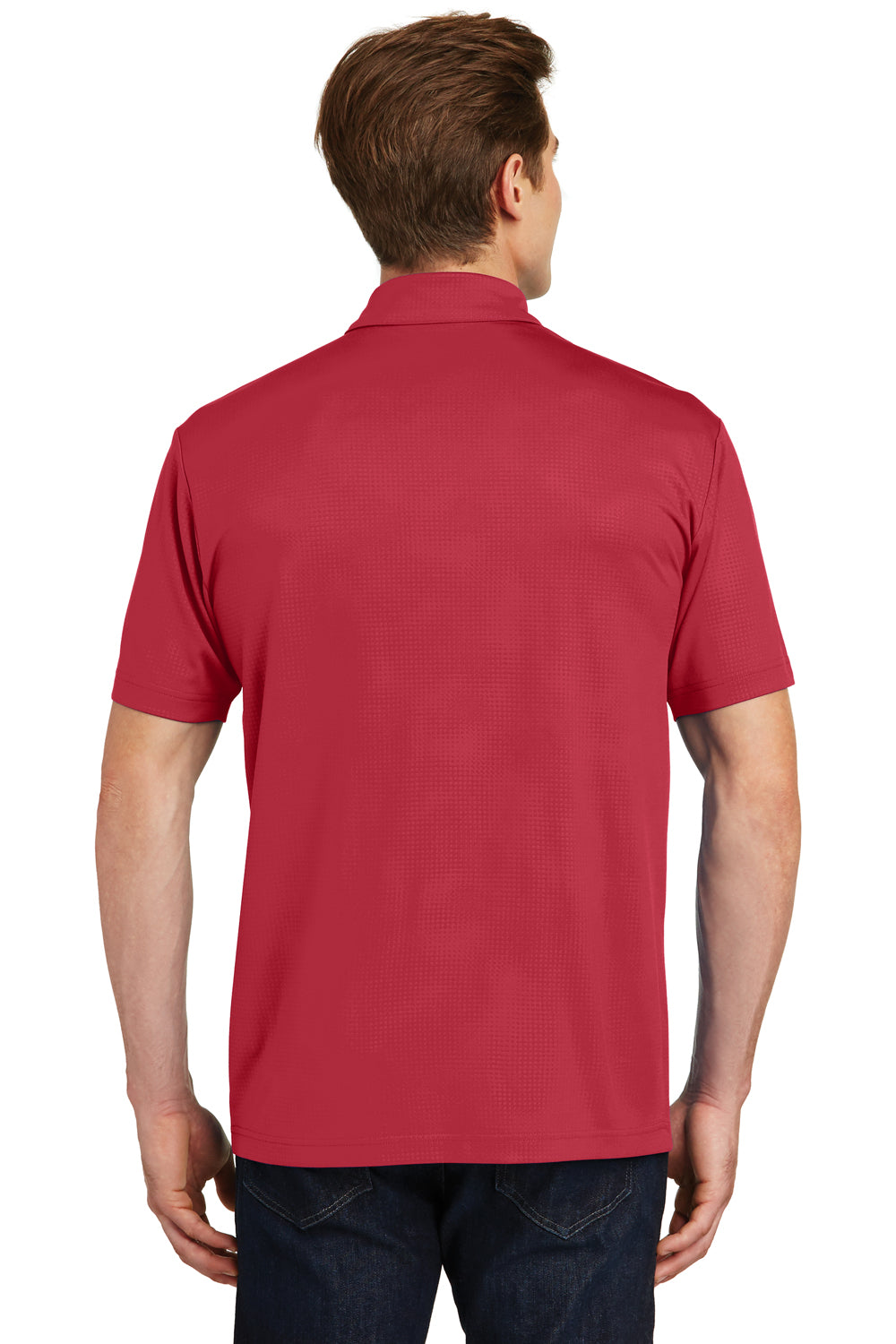 Sport-Tek ST630 Mens Tough Moisture Wicking Short Sleeve Polo Shirt Red Back