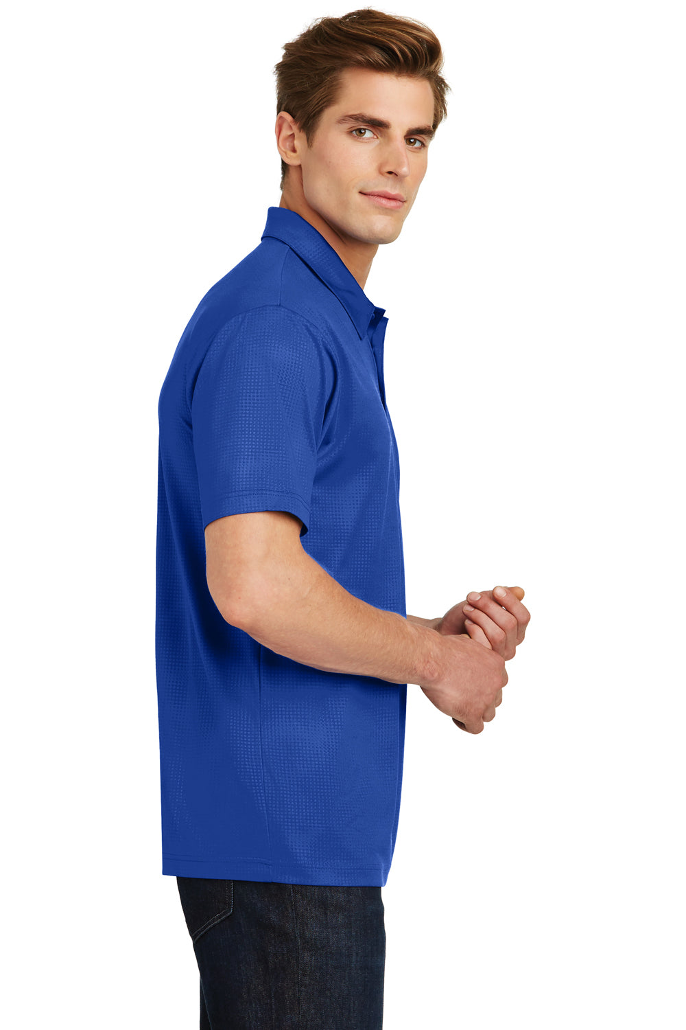 Sport-Tek ST630 Mens Tough Moisture Wicking Short Sleeve Polo Shirt Royal Blue Side