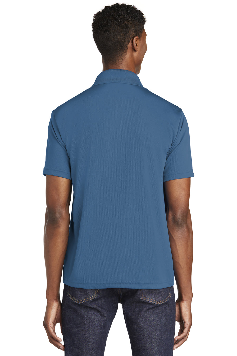 Sport-Tek ST640 Mens RacerMesh Moisture Wicking Short Sleeve Polo Shirt Dawn Blue Back