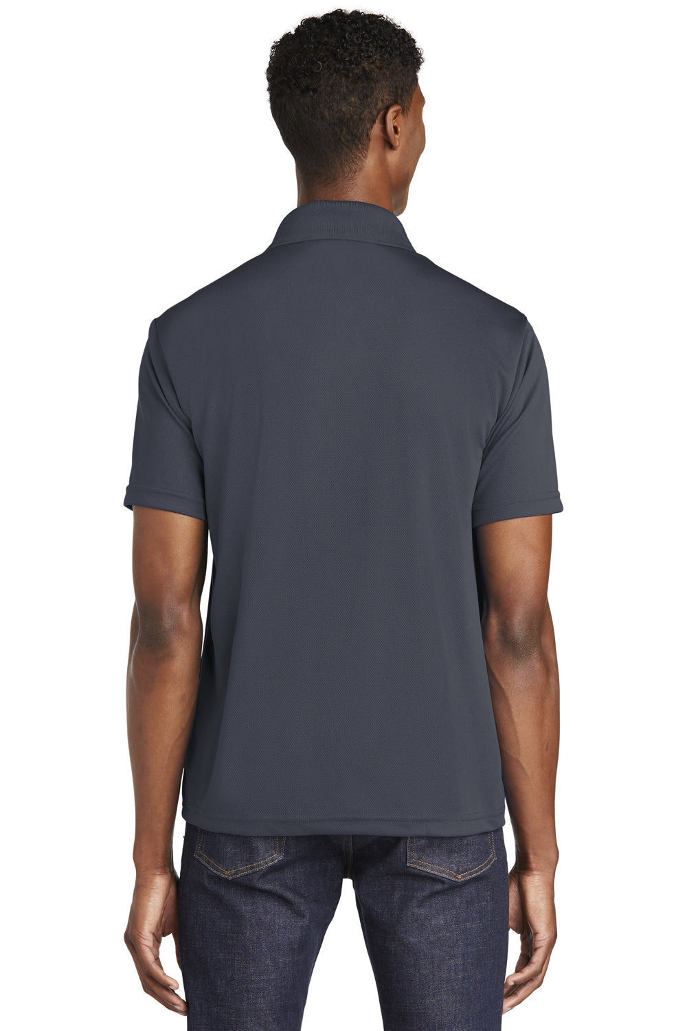 Sport-Tek ST640 Mens RacerMesh Moisture Wicking Short Sleeve Polo Shirt Graphite Grey Back