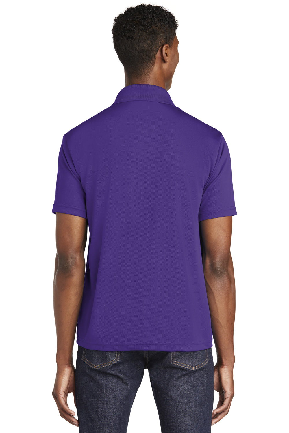 Sport-Tek ST640 Mens RacerMesh Moisture Wicking Short Sleeve Polo Shirt Purple Back