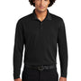 Sport-Tek Mens RacerMesh Moisture Wicking Long Sleeve Polo Shirt - Black