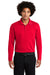 Sport-Tek ST640LS Mens RacerMesh Moisture Wicking Long Sleeve Polo Shirt Red Front