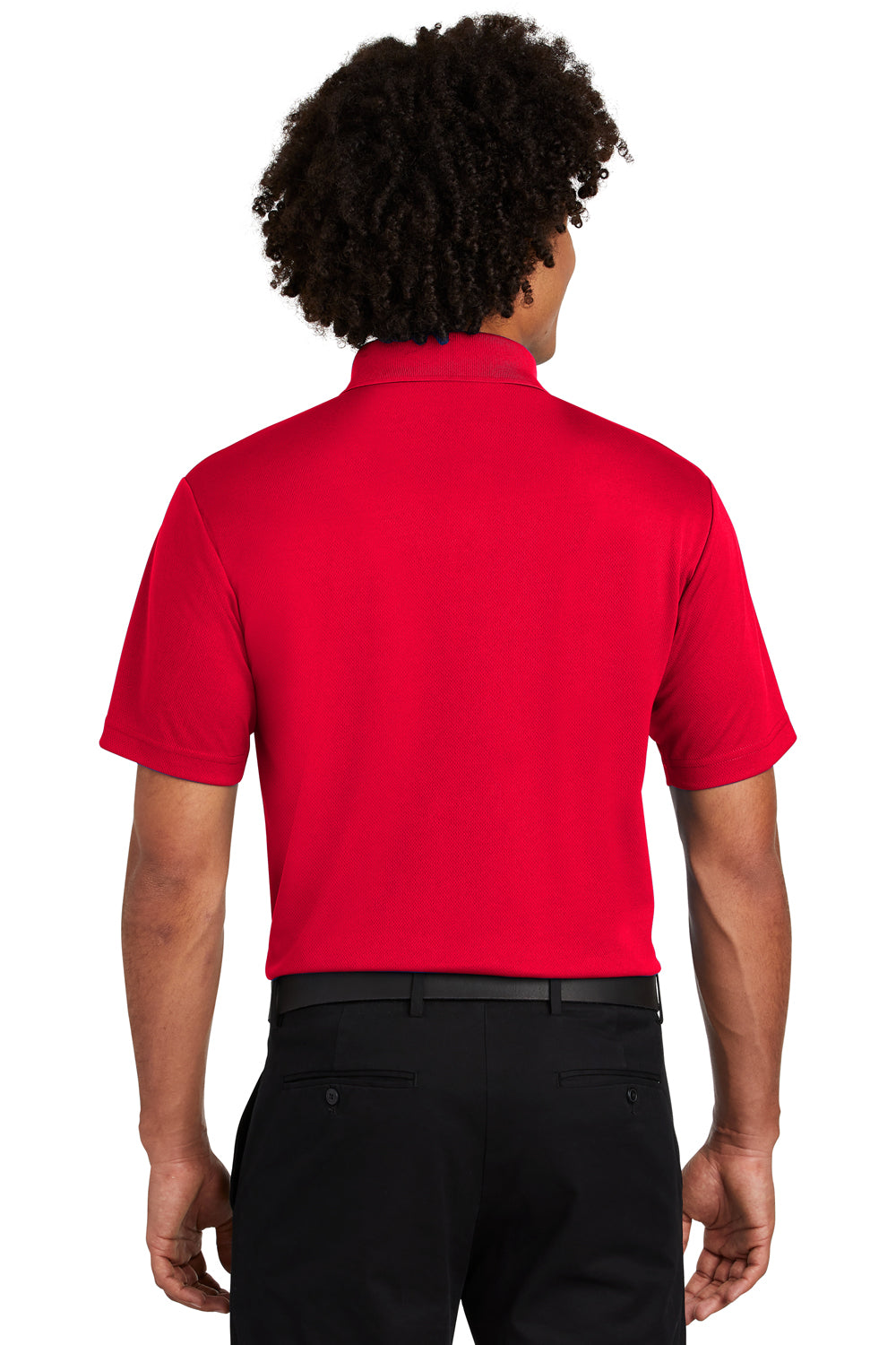 Sport-Tek ST640P Mens RacerMesh Moisture Wicking Short Sleeve Polo Shirt w/ Pocket Red Back