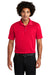 Sport-Tek ST640P Mens RacerMesh Moisture Wicking Short Sleeve Polo Shirt w/ Pocket Red Front
