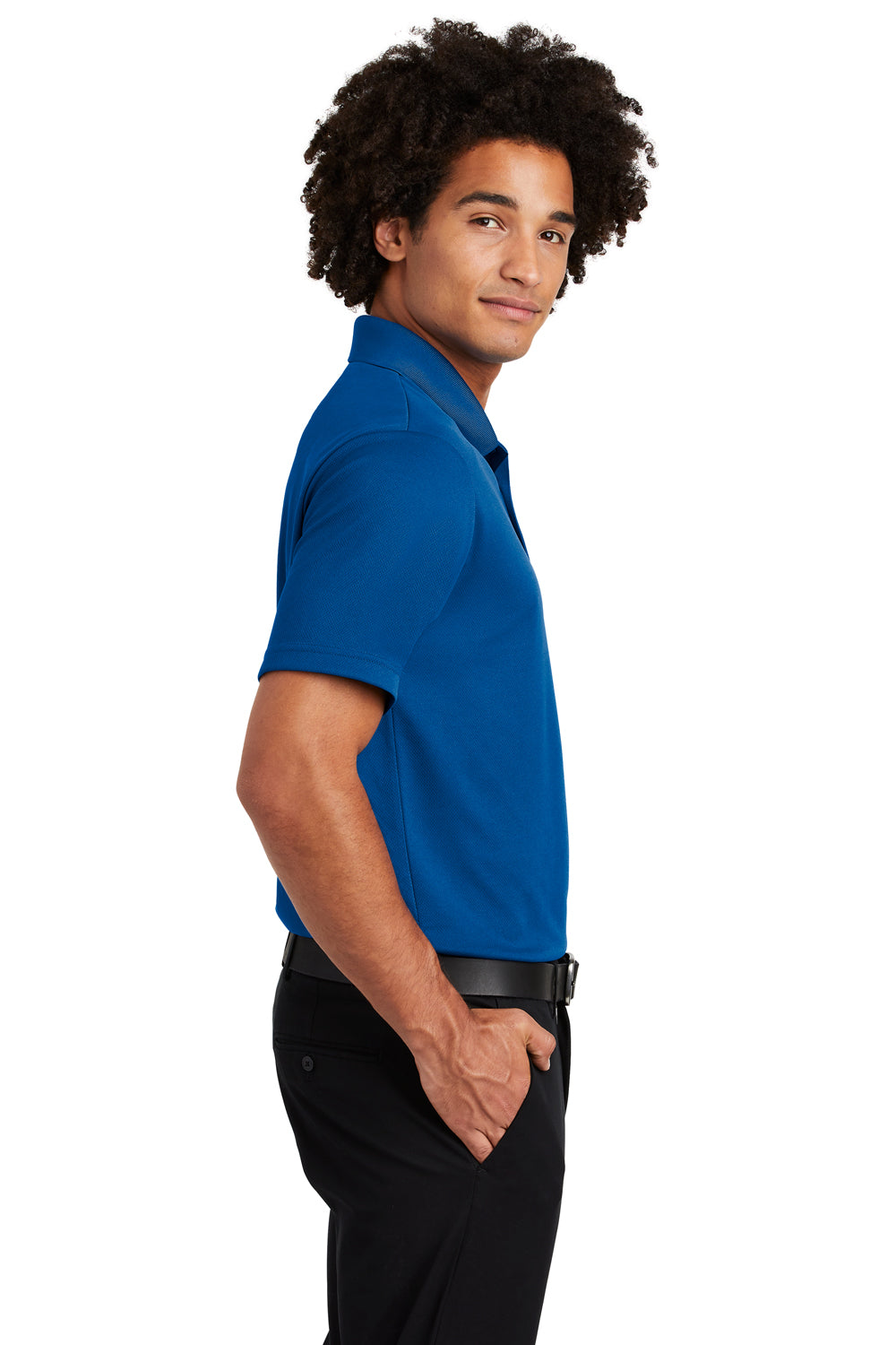 Sport-Tek ST640P Mens RacerMesh Moisture Wicking Short Sleeve Polo Shirt w/ Pocket Royal Blue Side