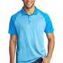 Sport-Tek Mens RacerMesh Moisture Wicking Short Sleeve Polo Shirt - Heather Pond Blue/Pond Blue