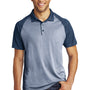 Sport-Tek Mens RacerMesh Moisture Wicking Short Sleeve Polo Shirt - Heather True Navy Blue/True Navy Blue