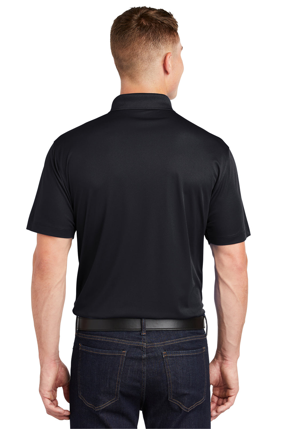 Sport-Tek ST650 Mens Sport-Wick Moisture Wicking Short Sleeve Polo Shirt Black Back