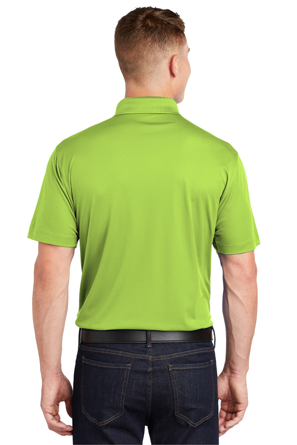 Sport-Tek ST650 Mens Sport-Wick Moisture Wicking Short Sleeve Polo Shirt Lime Green Back