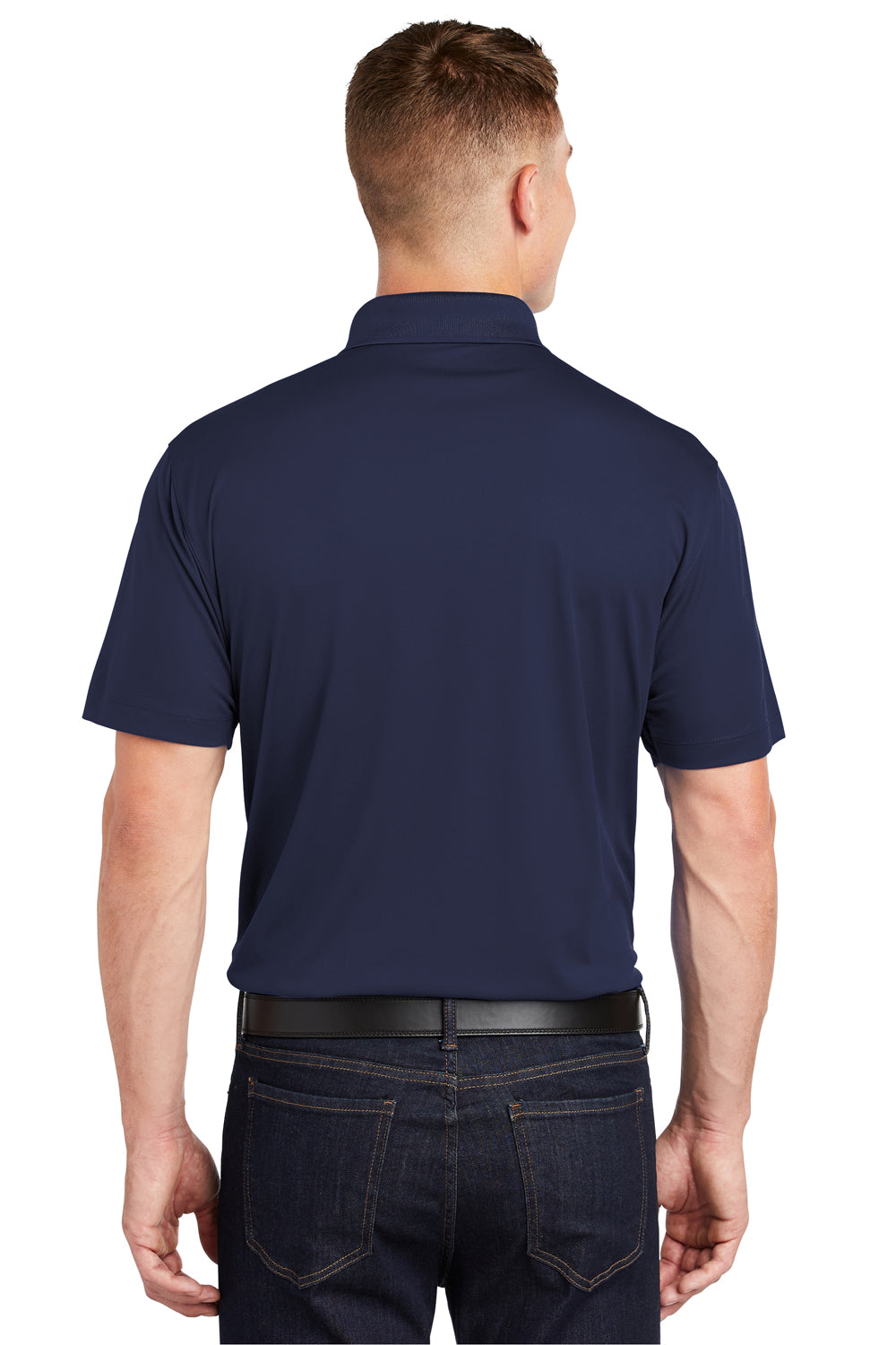 Sport-Tek ST650 Mens Sport-Wick Moisture Wicking Short Sleeve Polo Shirt Navy Blue Back