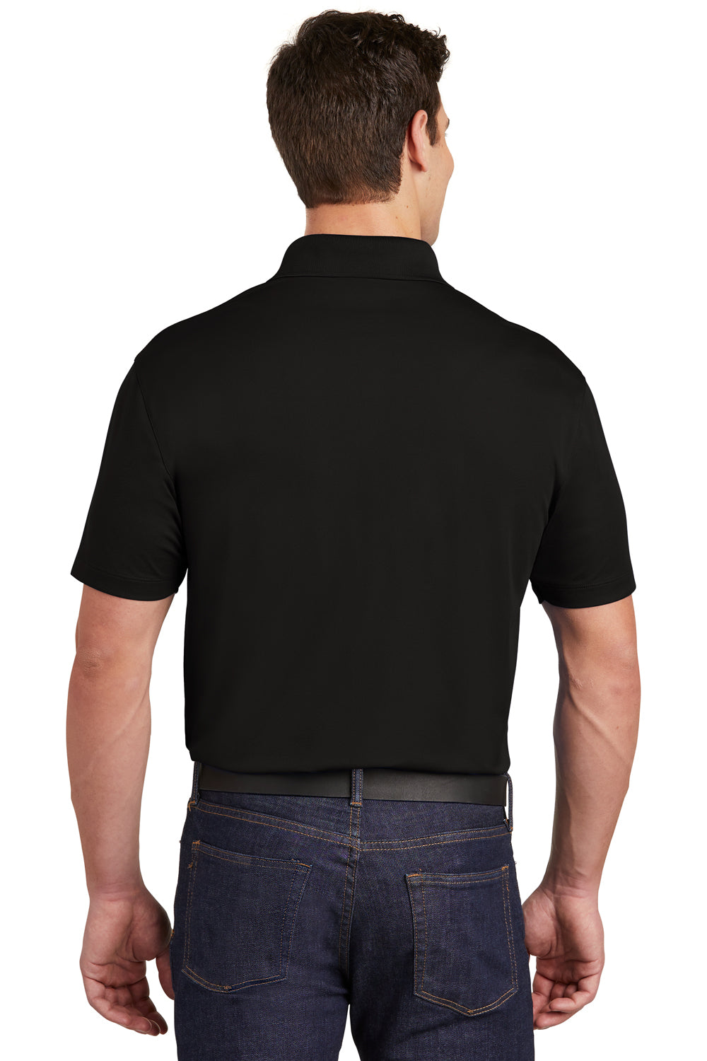 Sport-Tek ST651 Mens Sport-Wick Moisture Wicking Short Sleeve Polo Shirt w/ Pocket Black Back