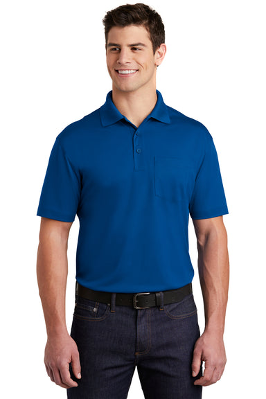 Sport-Tek ST651 Mens Sport-Wick Moisture Wicking Short Sleeve Polo Shirt w/ Pocket Royal Blue Front