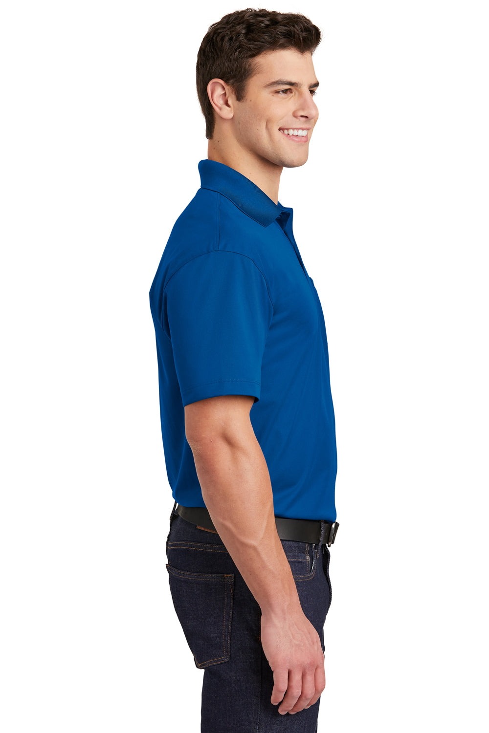 Sport-Tek ST651 Mens Sport-Wick Moisture Wicking Short Sleeve Polo Shirt w/ Pocket Royal Blue Side