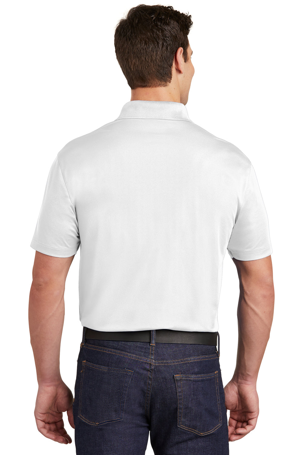 Sport-Tek ST651 Mens Sport-Wick Moisture Wicking Short Sleeve Polo Shirt w/ Pocket White Back