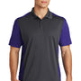 Sport-Tek Mens Sport-Wick Moisture Wicking Short Sleeve Polo Shirt - Iron Grey/Purple