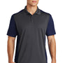 Sport-Tek Mens Sport-Wick Moisture Wicking Short Sleeve Polo Shirt - Iron Grey/True Navy Blue
