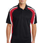 Sport-Tek Mens Sport-Wick Moisture Wicking Short Sleeve Polo Shirt - Black/True Red/White