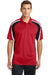 Sport-Tek ST654 Mens Sport-Wick Moisture Wicking Short Sleeve Polo Shirt Red/Black/White Front