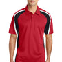 Sport-Tek Mens Sport-Wick Moisture Wicking Short Sleeve Polo Shirt - True Red/Black/White