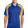 Sport-Tek Mens Sport-Wick Moisture Wicking Short Sleeve Polo Shirt - True Royal Blue/Gold/White